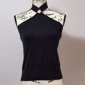 NY&C Halter Black Top w/ Gold Key Hole Size M